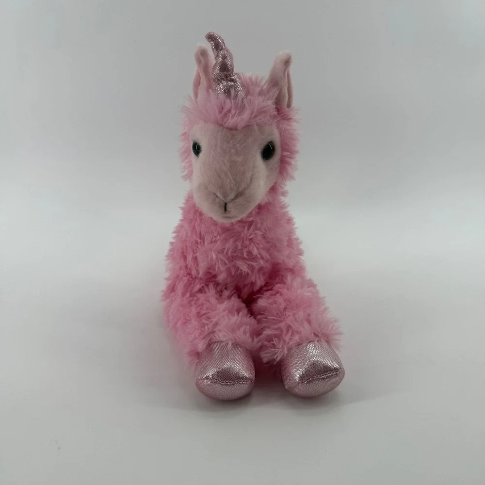 Aurora Flopsie Llamacorn Pink Plush Toy Metallic Horn Hooves 12 Inch 31737
